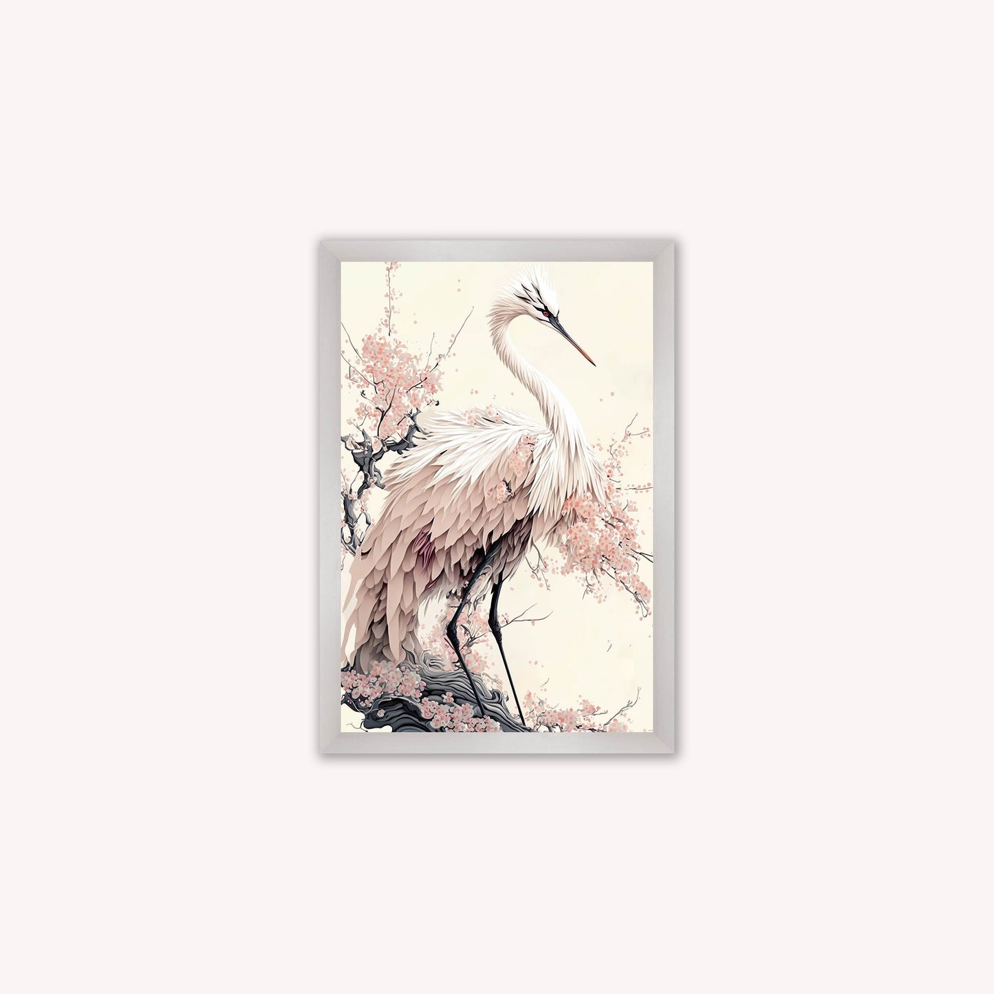 Luxury Velvet Art Print - Sakura Crane 2 Framed Wall Art