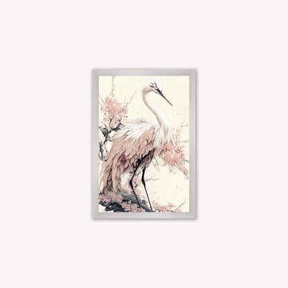Luxury Velvet Art Print - Sakura Crane 2 Framed Wall Art