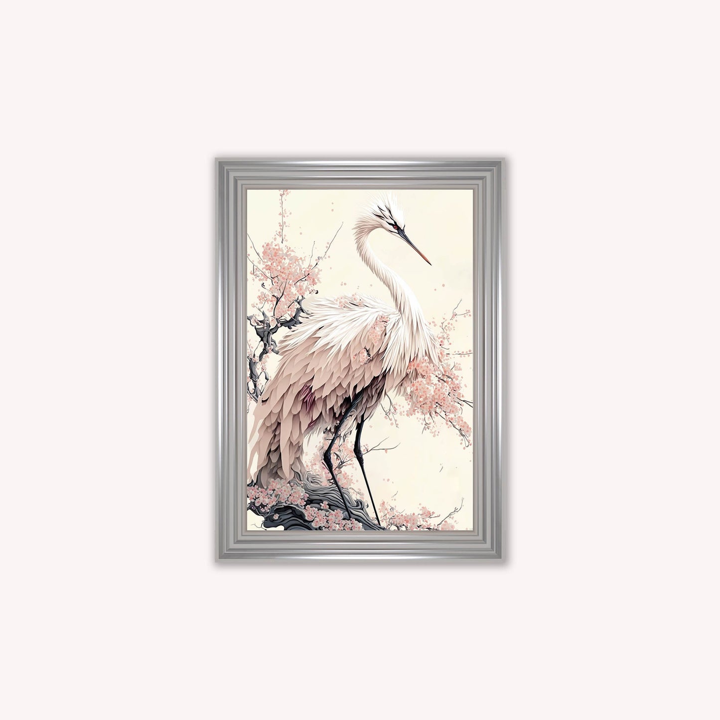 Luxury Velvet Art Print - Sakura Crane 2 Framed Wall Art