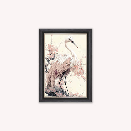 Luxury Velvet Art Print - Sakura Crane 2 Framed Wall Art