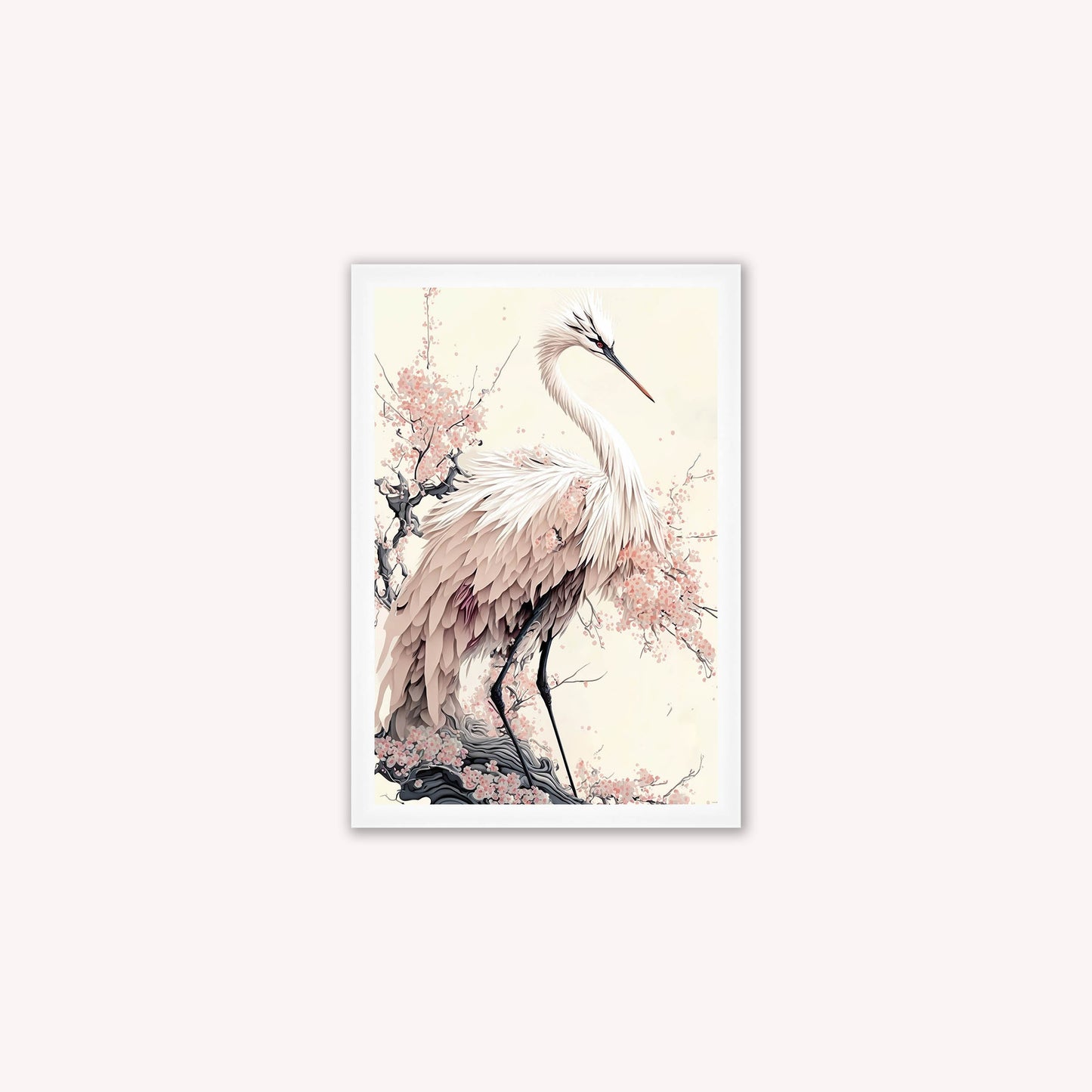Luxury Velvet Art Print - Sakura Crane 2 Framed Wall Art