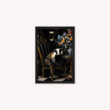 Luxury Velvet Art Print - Stately Home Curiosity Badger Framed Wall Art