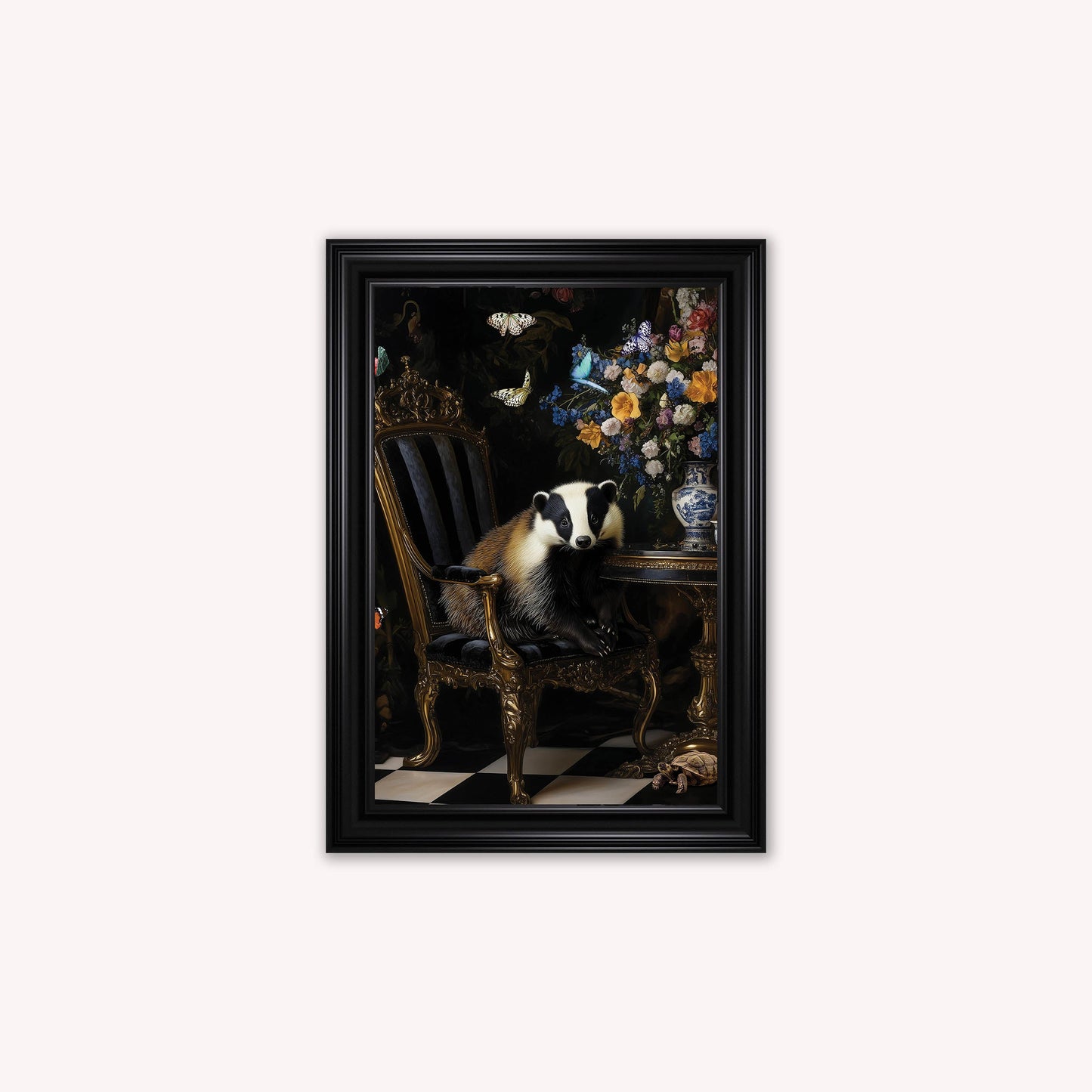 Luxury Velvet Art Print - Stately Home Curiosity Badger Framed Wall Art