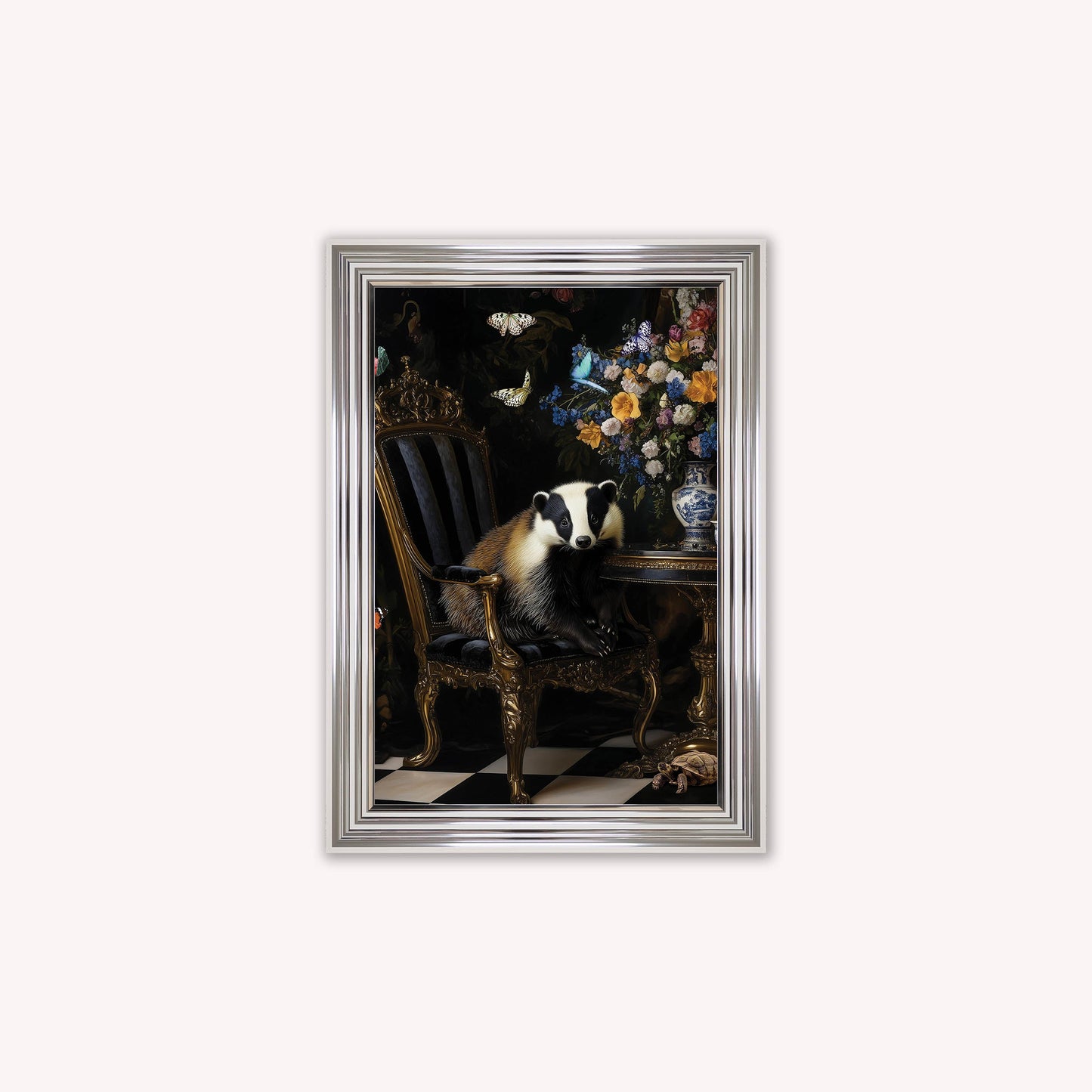 Luxury Velvet Art Print - Stately Home Curiosity Badger Framed Wall Art