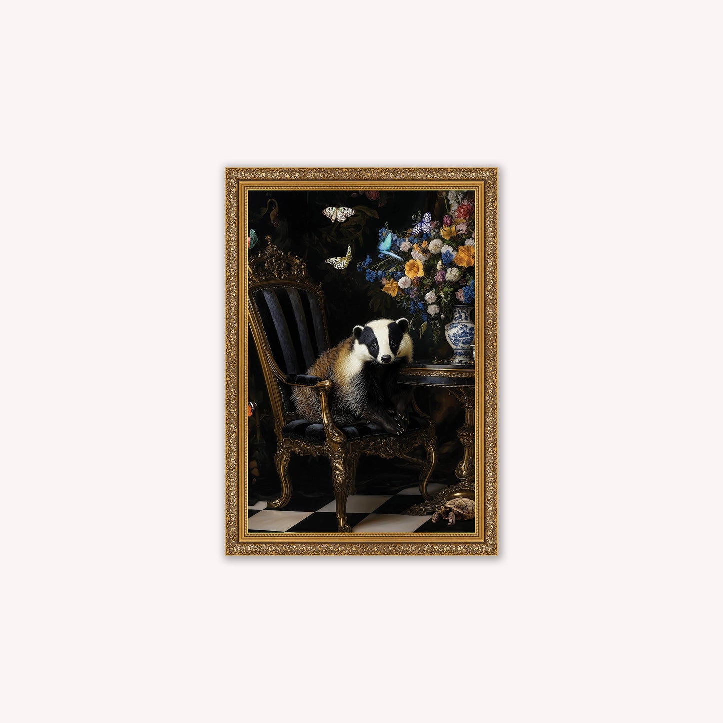 Luxury Velvet Art Print - Stately Home Curiosity Badger Framed Wall Art