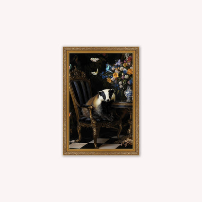 Luxury Velvet Art Print - Stately Home Curiosity Badger Framed Wall Art