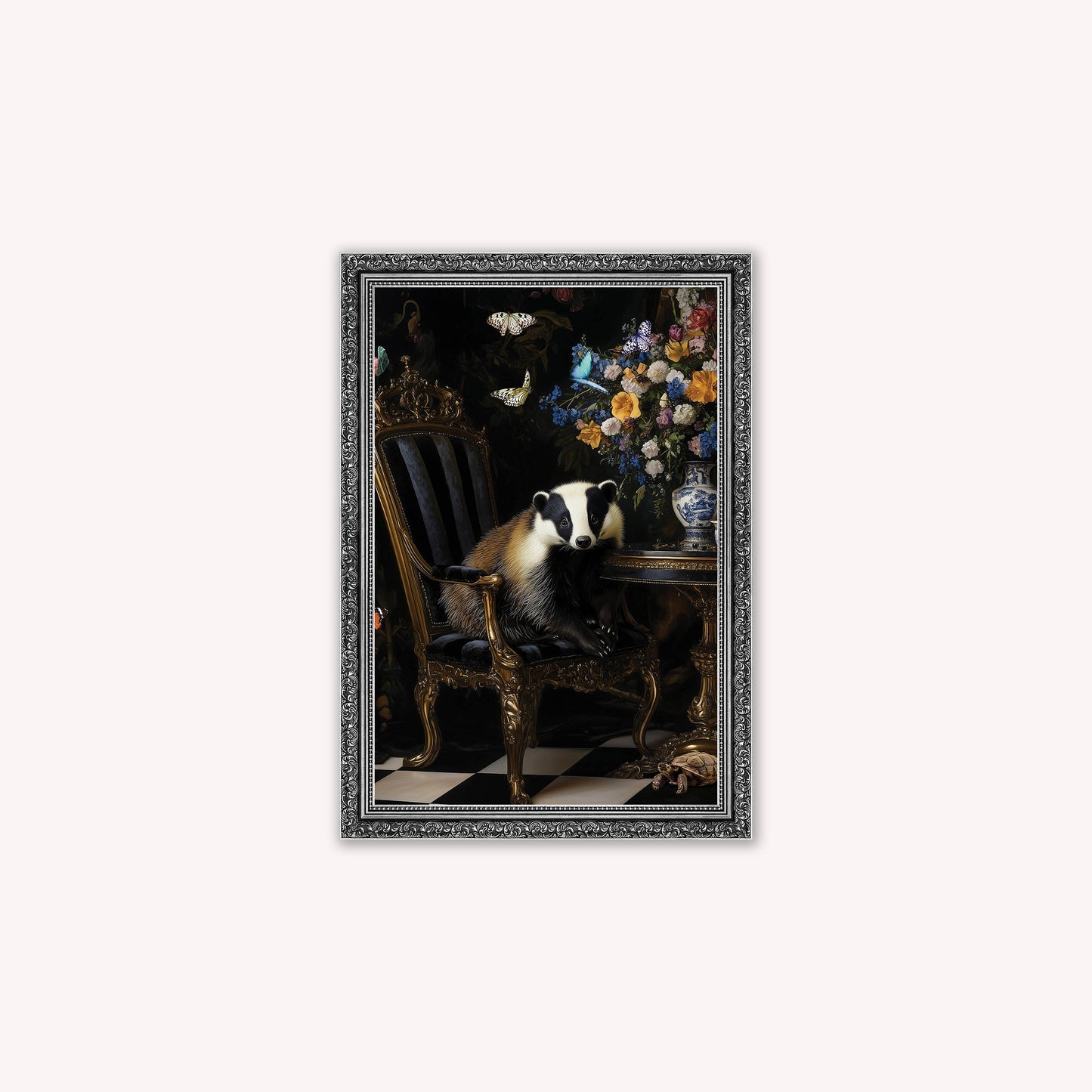 Luxury Velvet Art Print - Stately Home Curiosity Badger Framed Wall Art