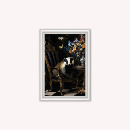 Luxury Velvet Art Print - Stately Home Curiosity Badger Framed Wall Art