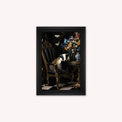 Luxury Velvet Art Print - Stately Home Curiosity Badger Framed Wall Art