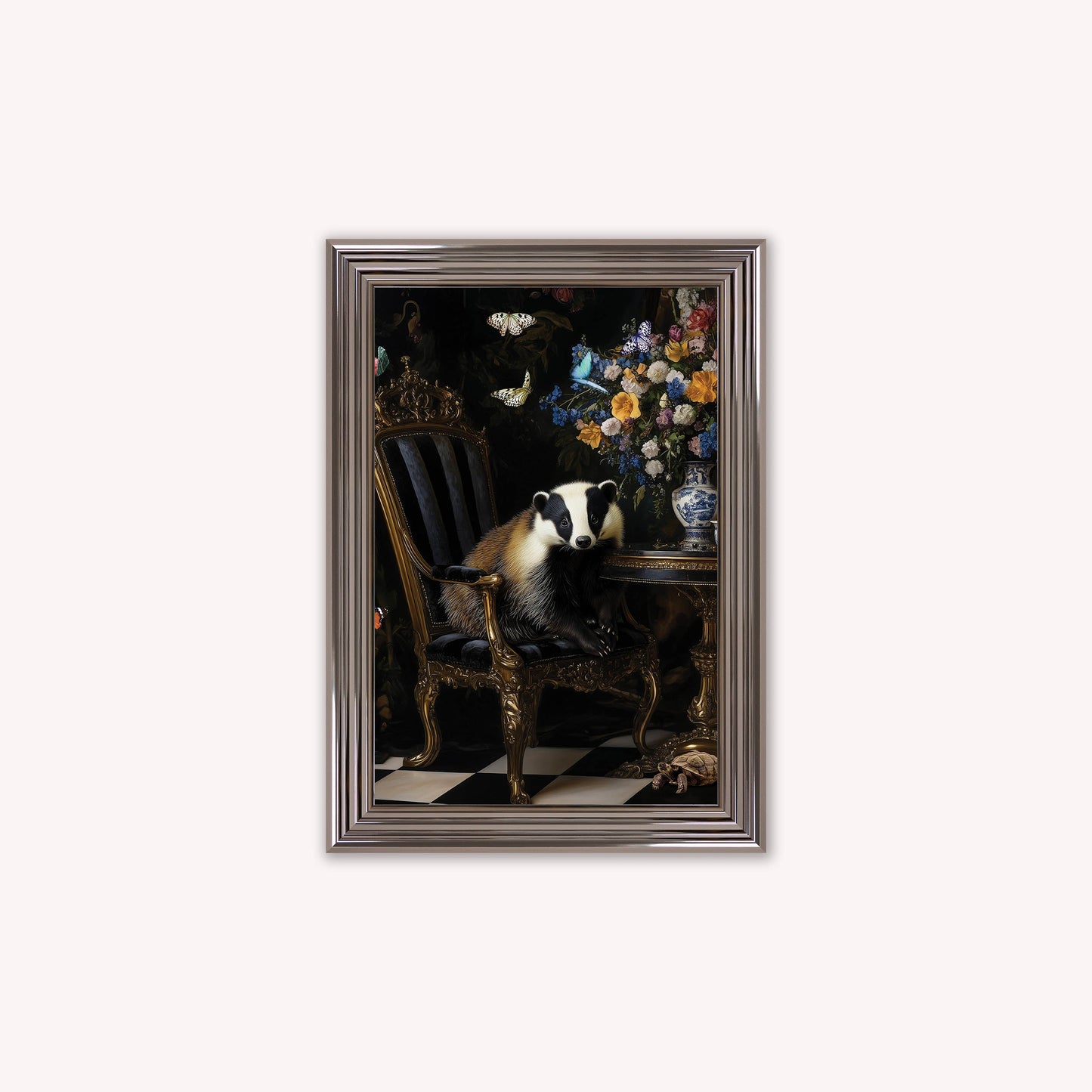 Luxury Velvet Art Print - Stately Home Curiosity Badger Framed Wall Art