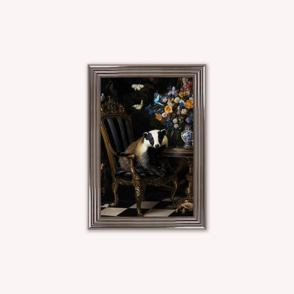 Luxury Velvet Art Print - Stately Home Curiosity Badger Framed Wall Art