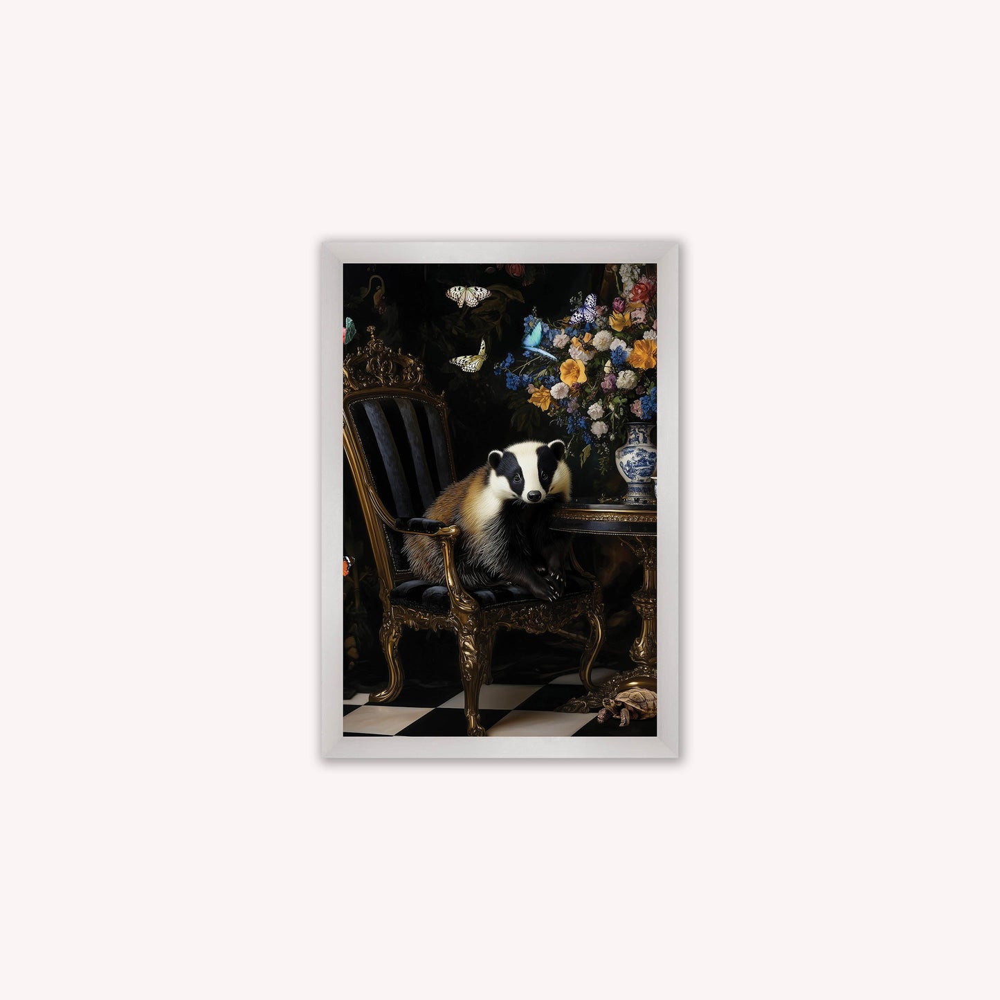 Luxury Velvet Art Print - Stately Home Curiosity Badger Framed Wall Art