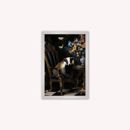 Luxury Velvet Art Print - Stately Home Curiosity Badger Framed Wall Art