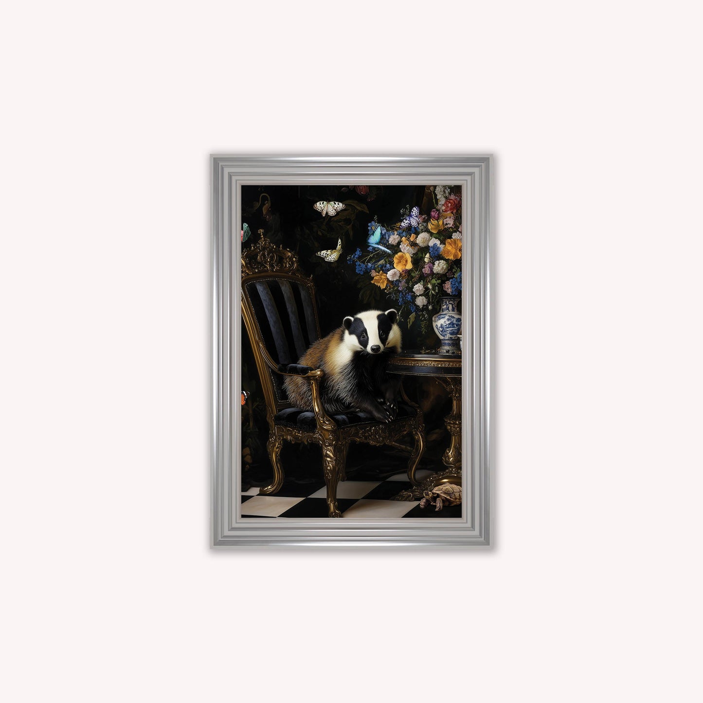 Luxury Velvet Art Print - Stately Home Curiosity Badger Framed Wall Art