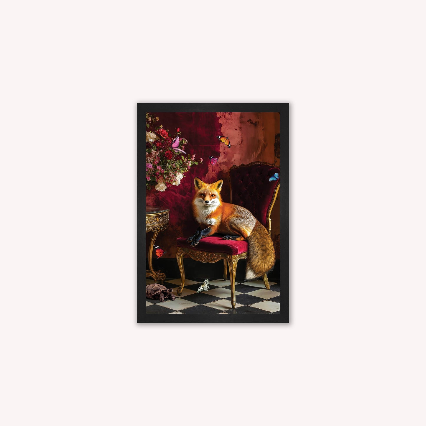 Luxury Velvet Art Print - Stately Home Curiosity Fox Framed Wall Art