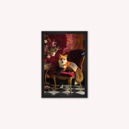 Luxury Velvet Art Print - Stately Home Curiosity Fox Framed Wall Art
