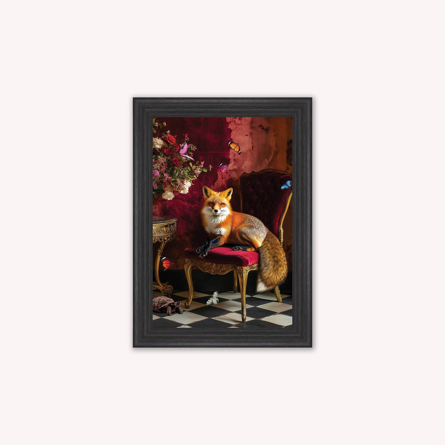 Luxury Velvet Art Print - Stately Home Curiosity Fox Framed Wall Art