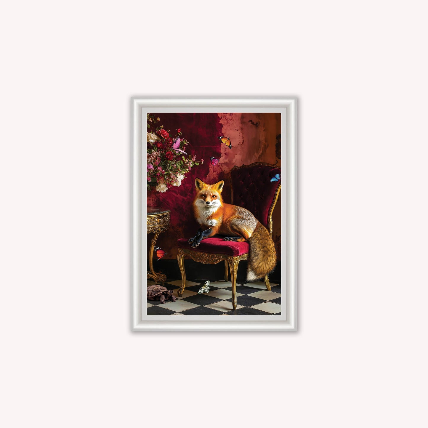 Luxury Velvet Art Print - Stately Home Curiosity Fox Framed Wall Art