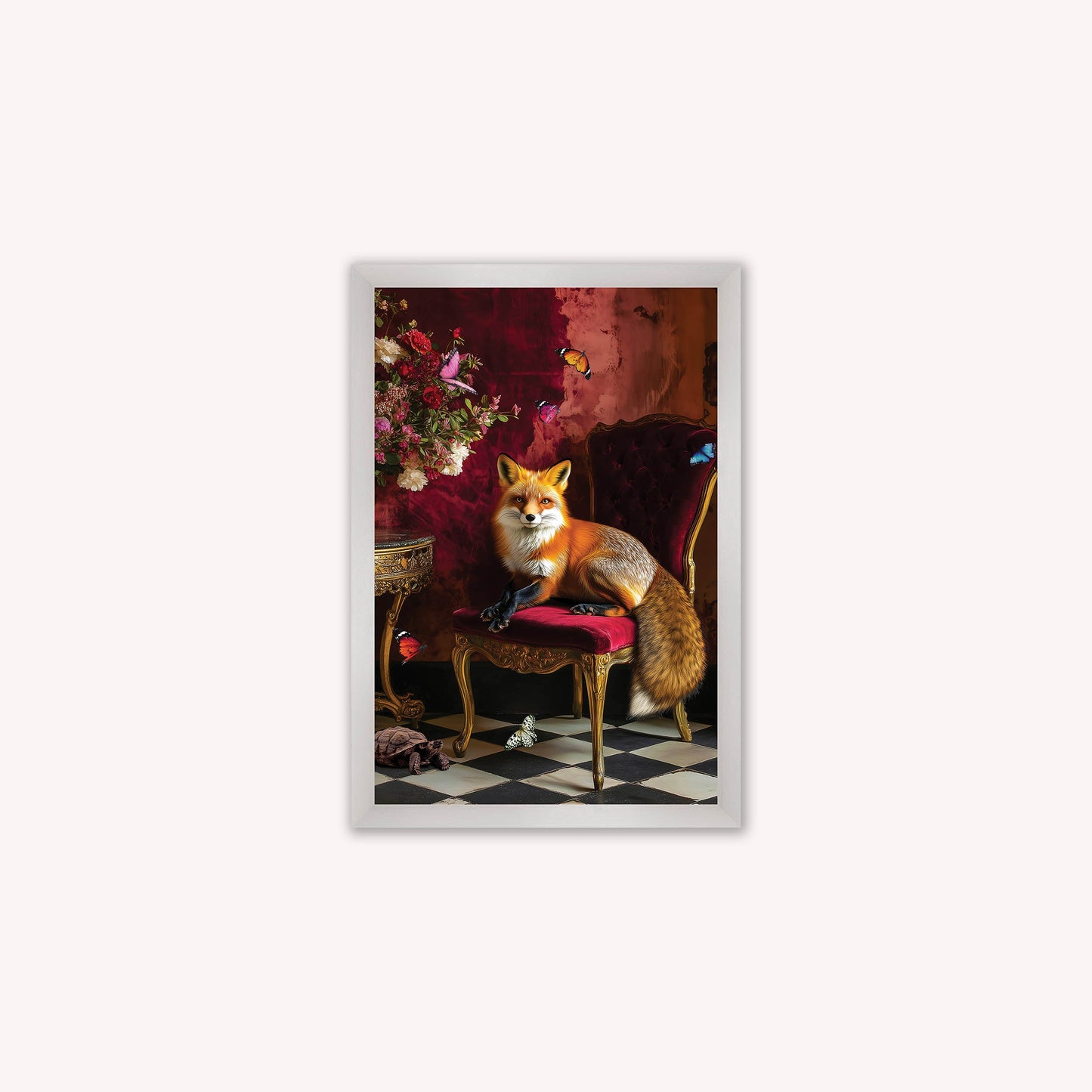 Luxury Velvet Art Print - Stately Home Curiosity Fox Framed Wall Art