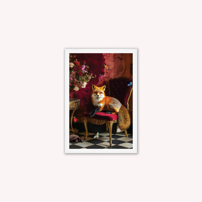 Luxury Velvet Art Print - Stately Home Curiosity Fox Framed Wall Art