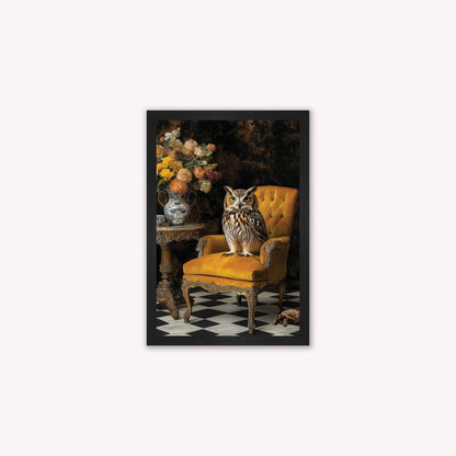 Luxury Velvet Art Print - Stately Home Curiosity Owl Framed Wall Art