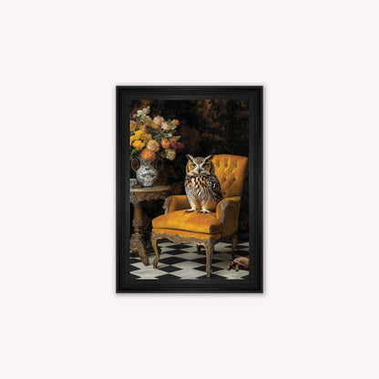 Luxury Velvet Art Print - Stately Home Curiosity Owl Framed Wall Art