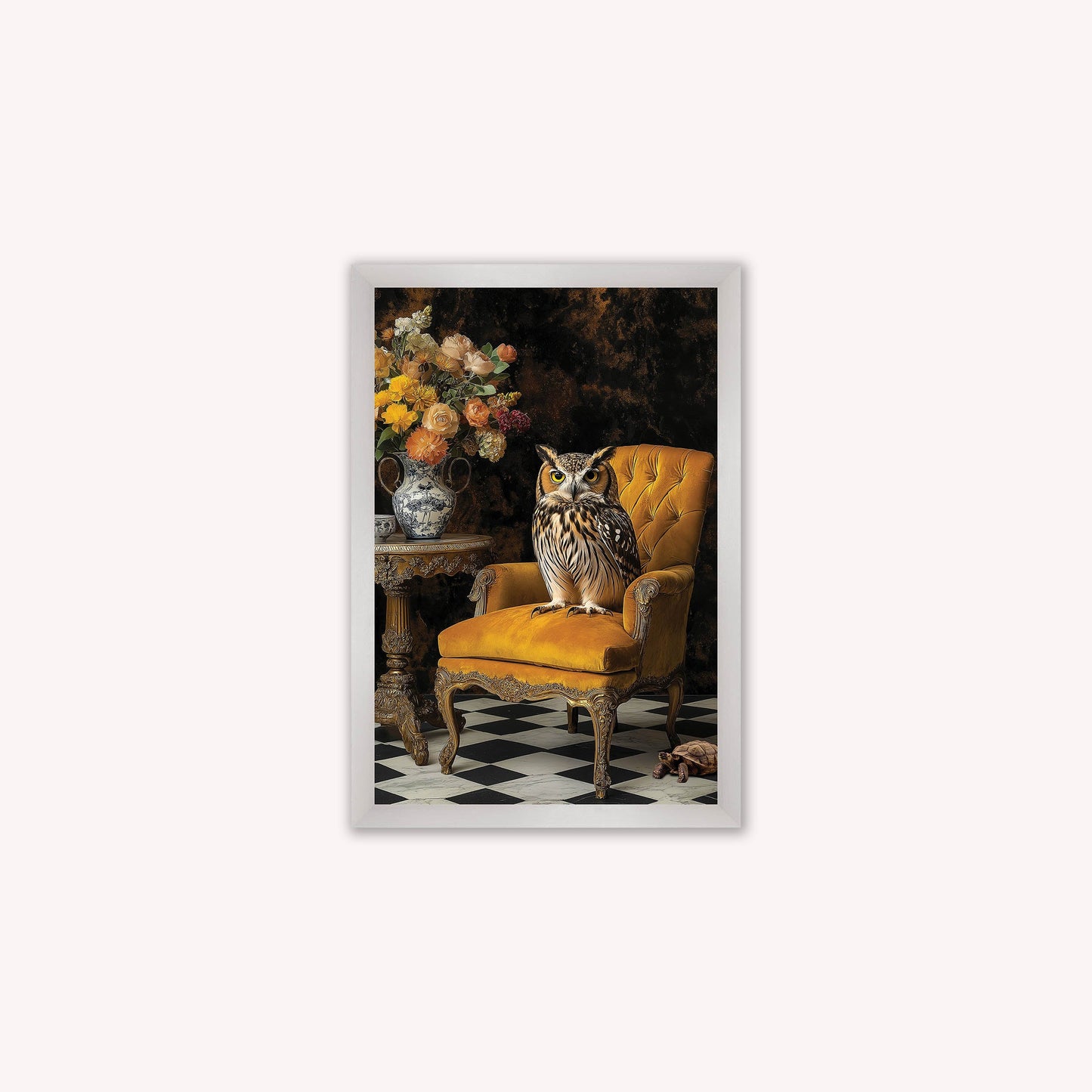 Luxury Velvet Art Print - Stately Home Curiosity Owl Framed Wall Art