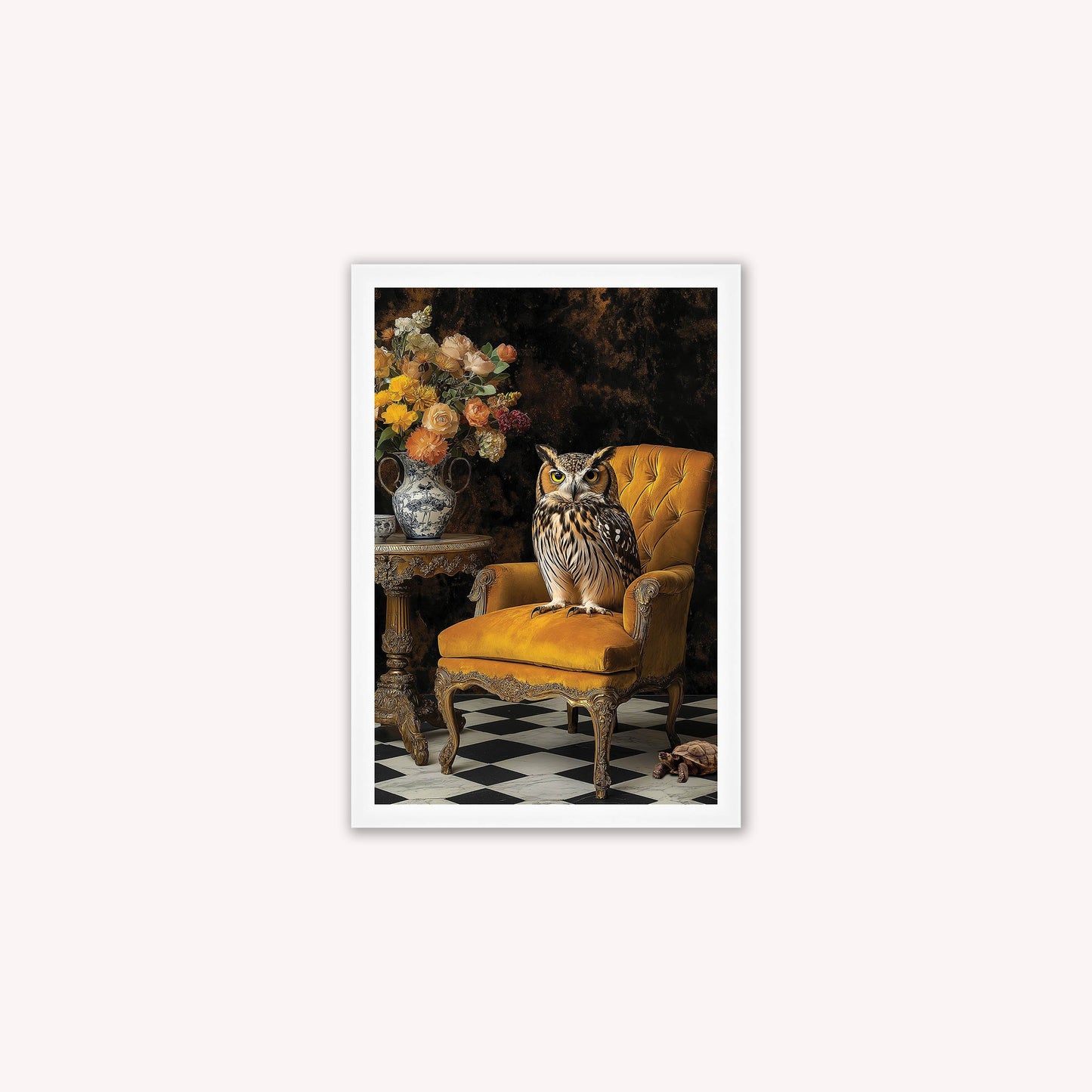 Luxury Velvet Art Print - Stately Home Curiosity Owl Framed Wall Art