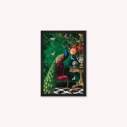 Luxury Velvet Art Print - Stately Home Curiosity Peacock Framed Wall Art