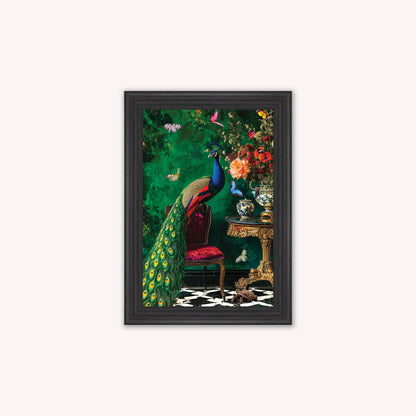 Luxury Velvet Art Print - Stately Home Curiosity Peacock Framed Wall Art