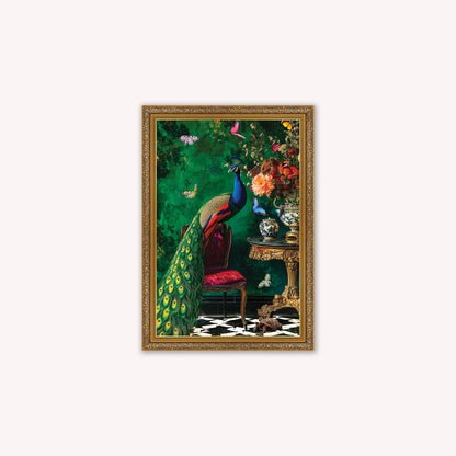 Luxury Velvet Art Print - Stately Home Curiosity Peacock Framed Wall Art