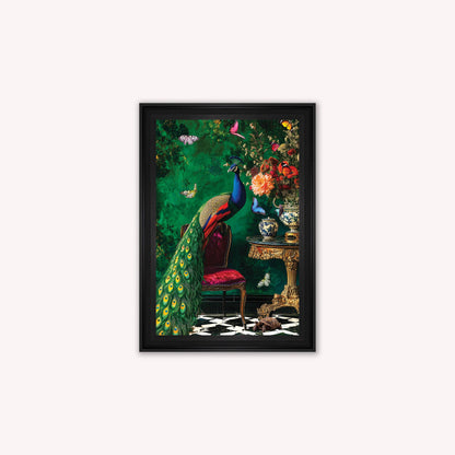 Luxury Velvet Art Print - Stately Home Curiosity Peacock Framed Wall Art