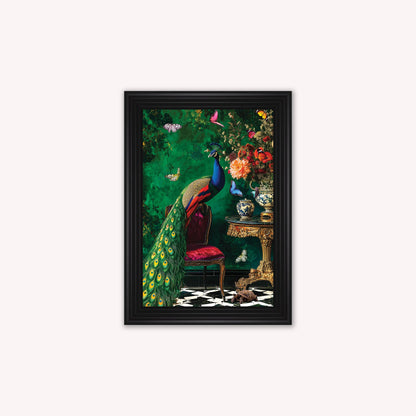 Luxury Velvet Art Print - Stately Home Curiosity Peacock Framed Wall Art