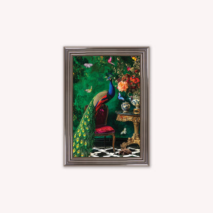Luxury Velvet Art Print - Stately Home Curiosity Peacock Framed Wall Art