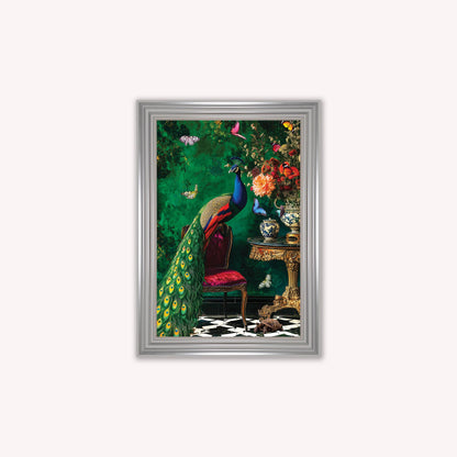 Luxury Velvet Art Print - Stately Home Curiosity Peacock Framed Wall Art