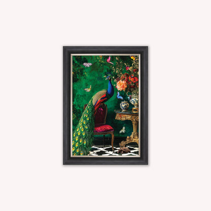 Luxury Velvet Art Print - Stately Home Curiosity Peacock Framed Wall Art