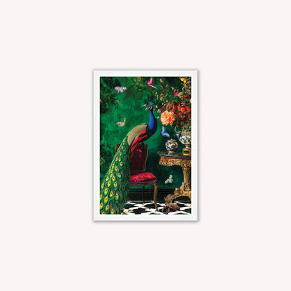 Luxury Velvet Art Print - Stately Home Curiosity Peacock Framed Wall Art