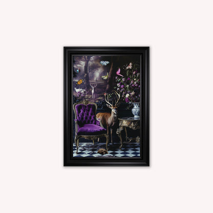Luxury Velvet Art Print - Stately Home Curiosity Stag Framed Wall Art