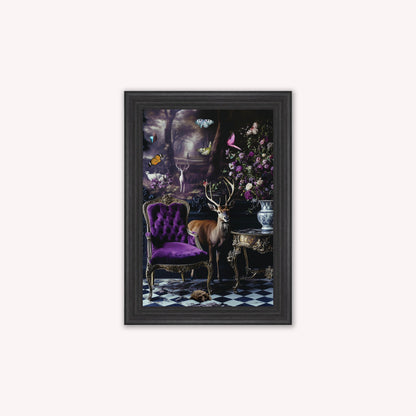 Luxury Velvet Art Print - Stately Home Curiosity Stag Framed Wall Art