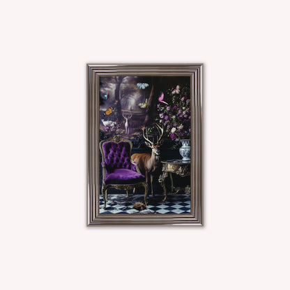 Luxury Velvet Art Print - Stately Home Curiosity Stag Framed Wall Art