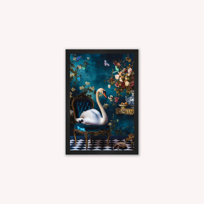 Luxury Velvet Art Print - Stately Home Curiosity Swan Framed Wall Art