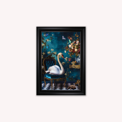 Luxury Velvet Art Print - Stately Home Curiosity Swan Framed Wall Art