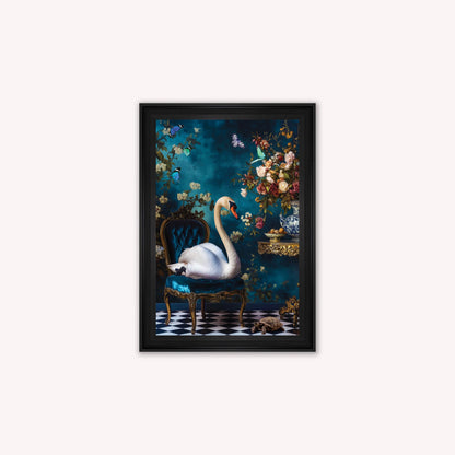 Luxury Velvet Art Print - Stately Home Curiosity Swan Framed Wall Art