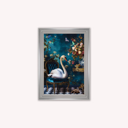 Luxury Velvet Art Print - Stately Home Curiosity Swan Framed Wall Art