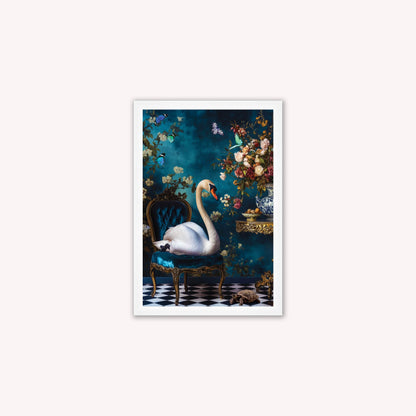 Luxury Velvet Art Print - Stately Home Curiosity Swan Framed Wall Art