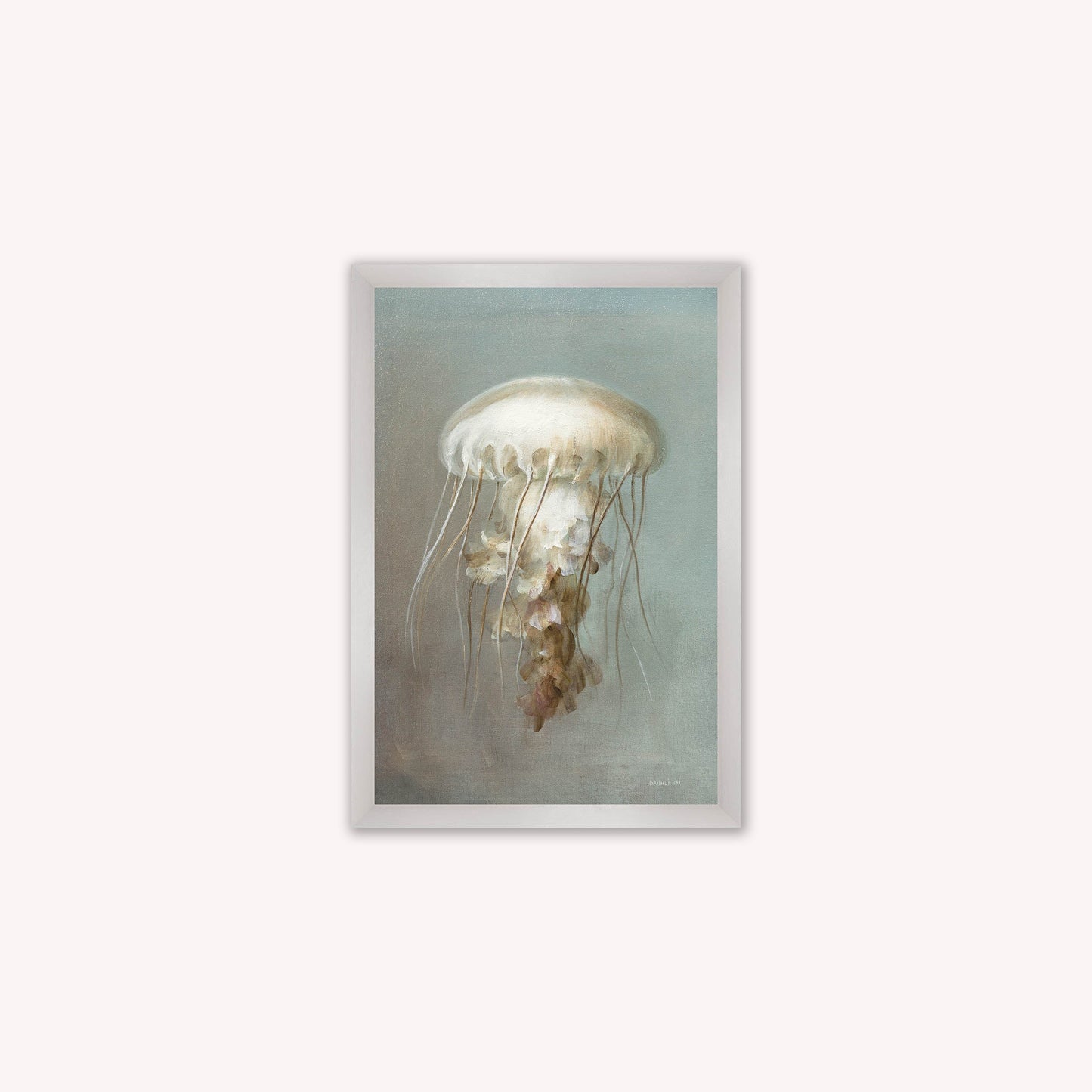 Luxury Velvet Art Print - Muted Jellyfish Framed Wall Art