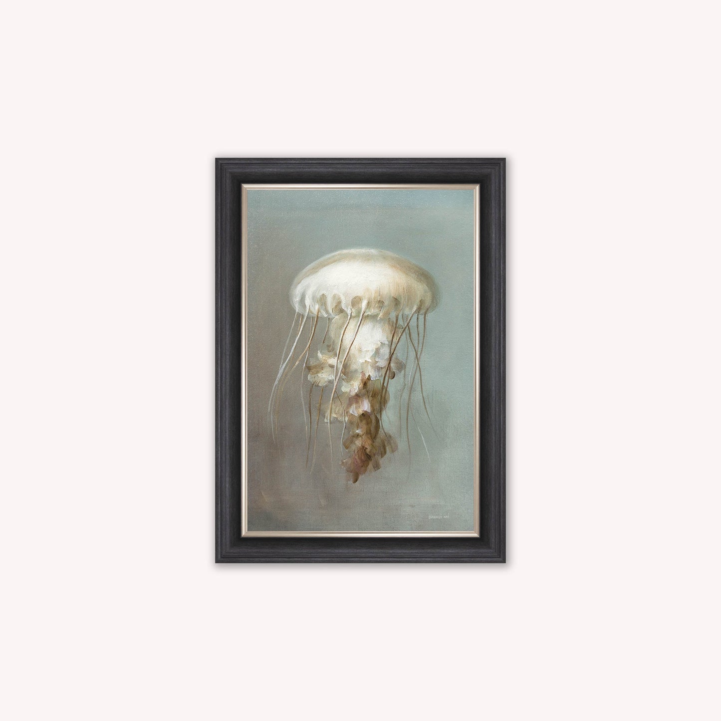 Luxury Velvet Art Print - Muted Jellyfish Framed Wall Art