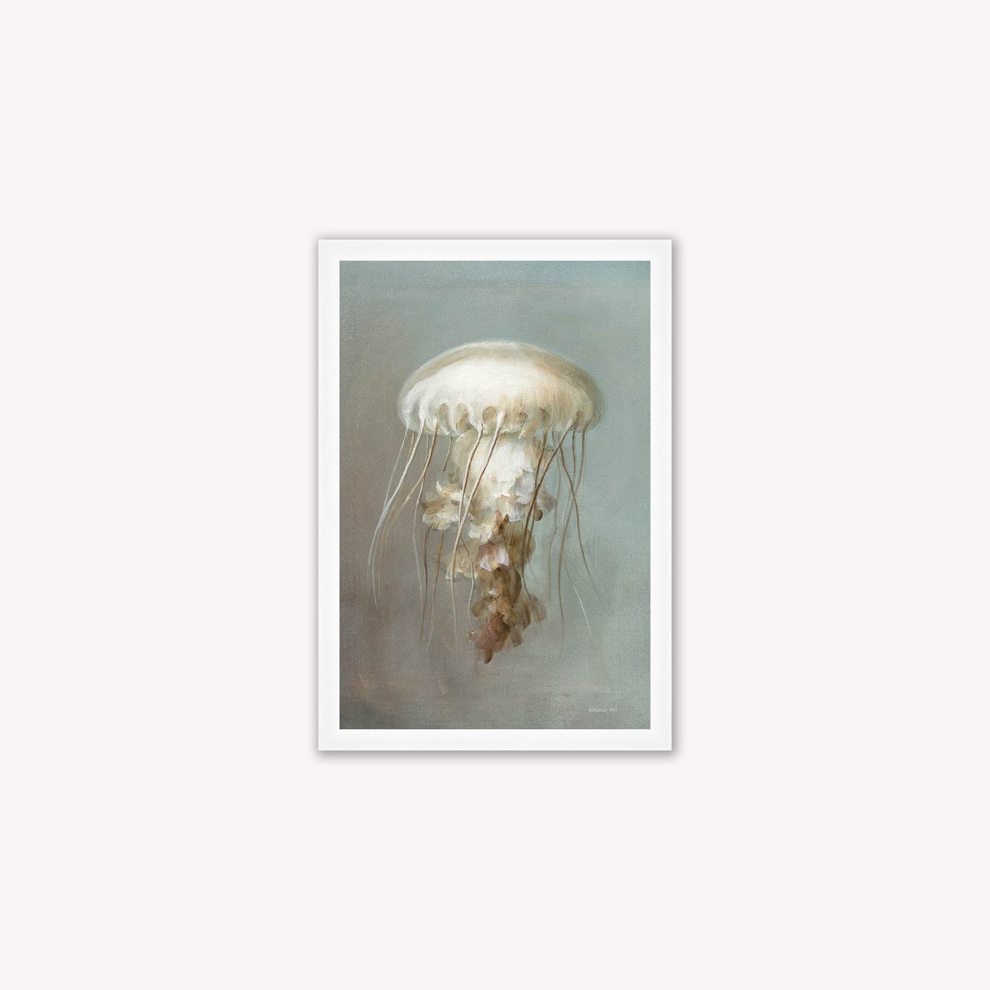 Luxury Velvet Art Print - Muted Jellyfish Framed Wall Art