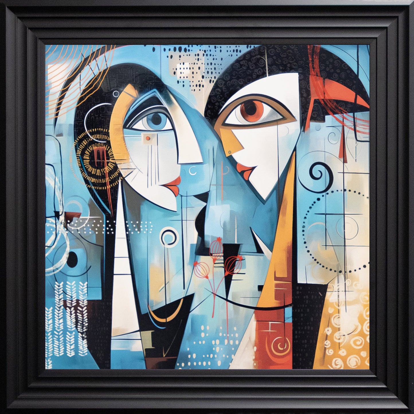 2 Amoureux et La Fleur by Romaric Framed Wall Art