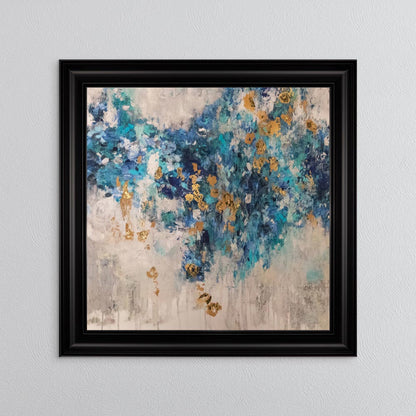 Blooming Blue 2 with Gold Foil Embellishment - Framed Wall Art